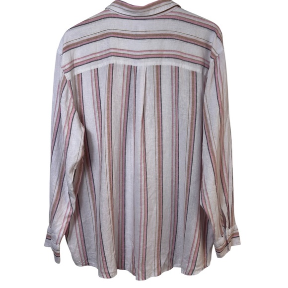 GAP WOMEN'S LINEN PINK WHITE MULTICOLOR BUTTON DOWN SIZE XL BRAND NEW WITH TAGS - Picture 3 of 8